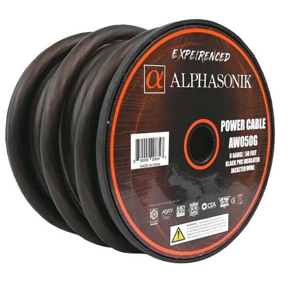 Main product image for Alphasonik AW050G 0 Gauge Ground Wire Roll 50 ft Black268-710